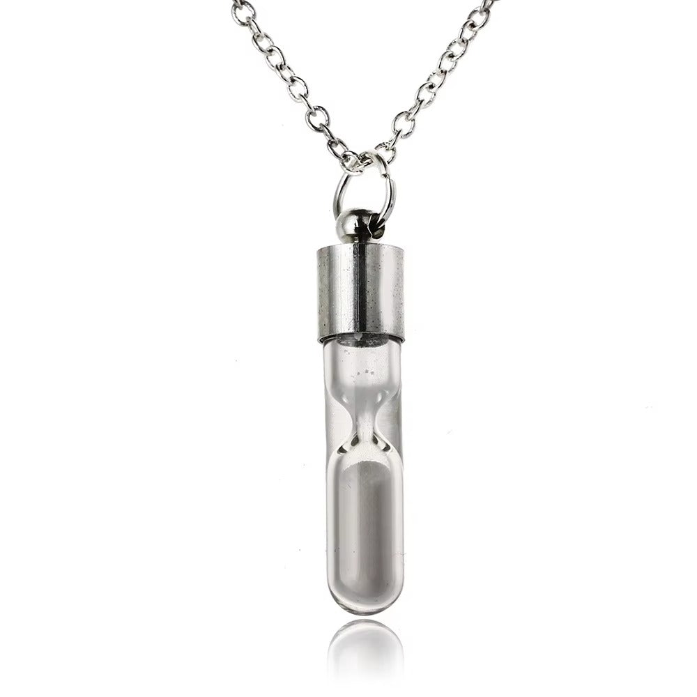Hourglass Drift Bottle Necklace – Glow-in-the-Dark, Quicksand, Luminous