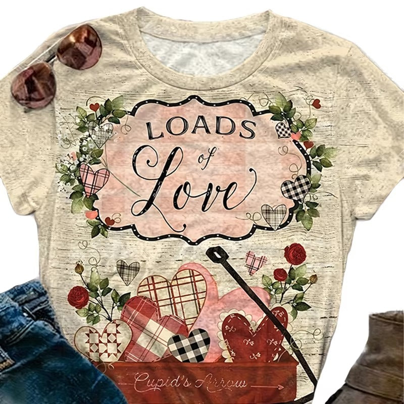 Stock Available Women's T-shirt – Round Neck, Beige, Gift Cart Pattern, Printable
