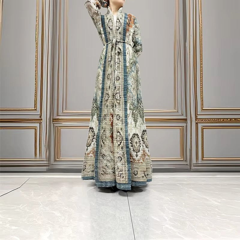 2025 Latest Women's Elegant Abaya – Stretch, Plus Size, Printed, Arabic Traditional, Pleated