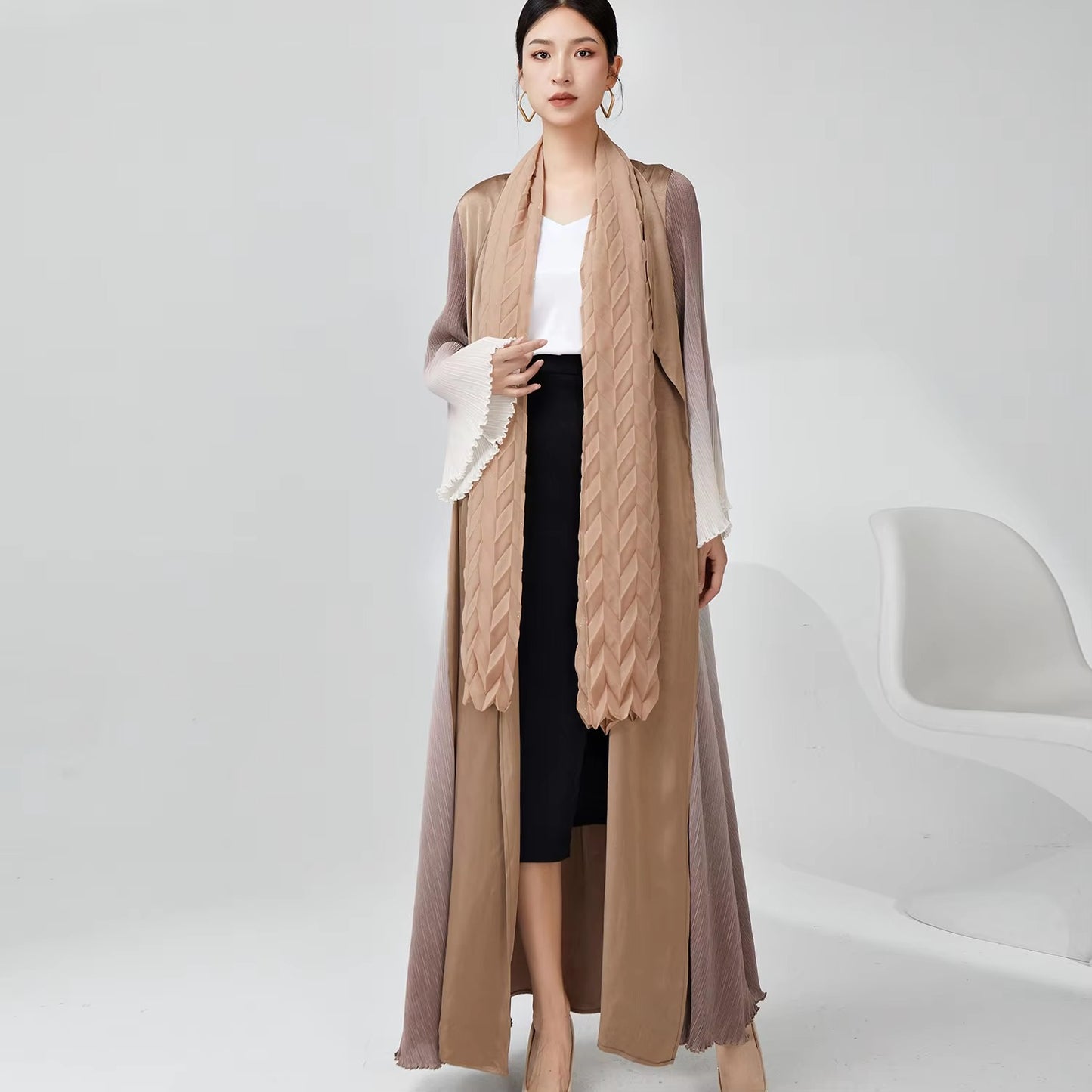 2025 Latest Women's Pleated Abaya – Free Size, High-Quality Polyester, Fashionable