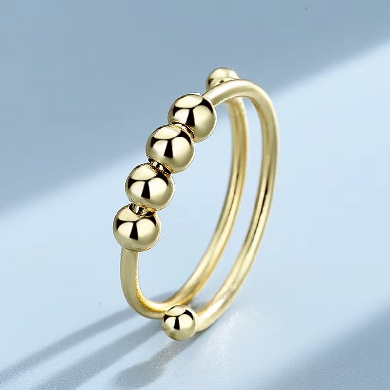 Anti-Stress Anxiety Ring – Rotating Beads, Adjustable, Fidget Spinner, Party Gift Jewelry
