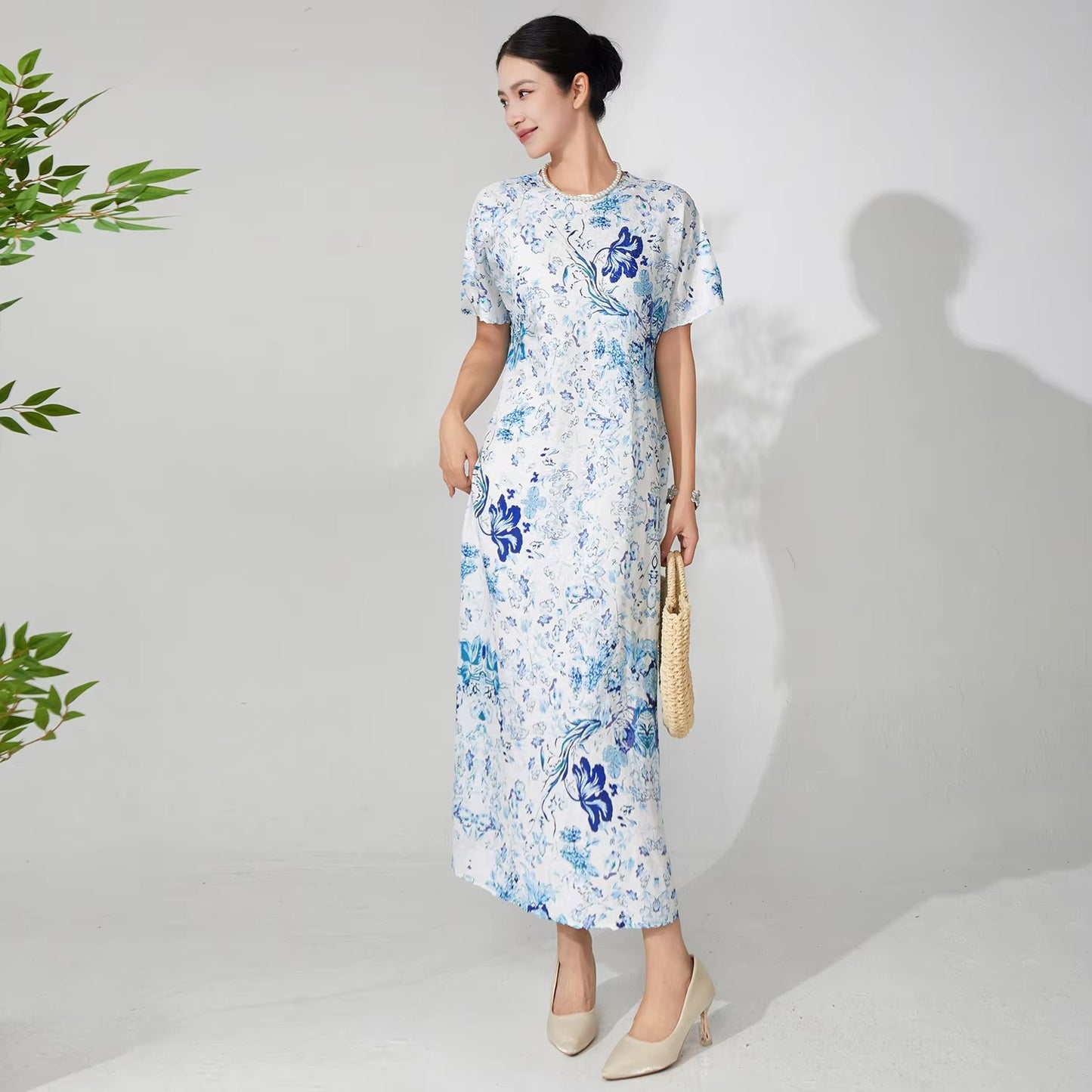 Wholesale Women's Elegant Summer Dress – Stretch, Loose, Printed, Casual, Pleated