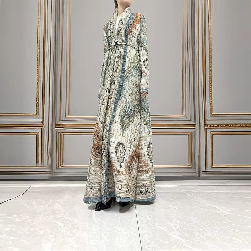 2025 Latest Women's Elegant Abaya – Stretch, Plus Size, Printed, Arabic Traditional, Pleated