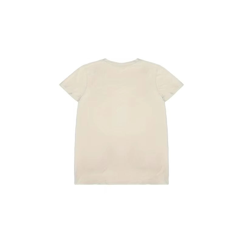 2025 Trendy Women's T-shirt – Factory Direct, Round Neck, Short-Sleeve, Cool Beige, Patterned