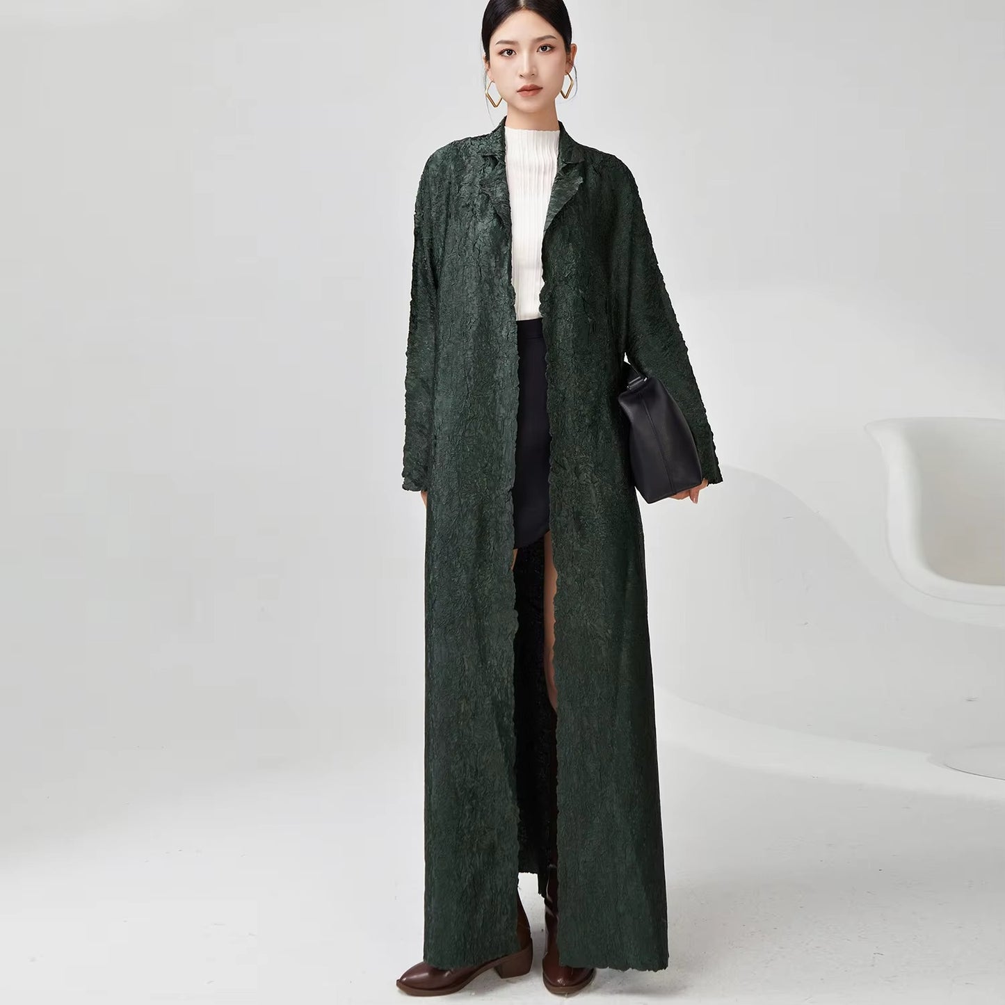 2026 Latest Chic Pleated Abaya – One Size, Polyester, Fashionable