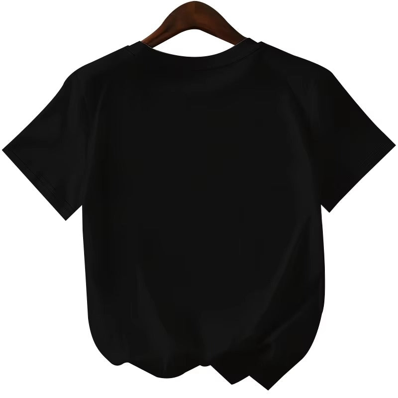 Wholesale Hot Sale Women's Plain T-shirt – Black, Minimalist Beverage Pattern, Printable