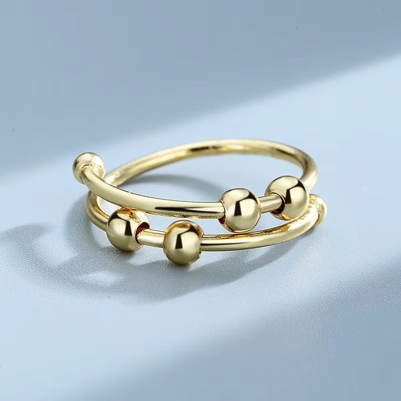 Anti-Stress Anxiety Ring – Rotating Beads, Adjustable, Fidget Spinner, Party Gift Jewelry