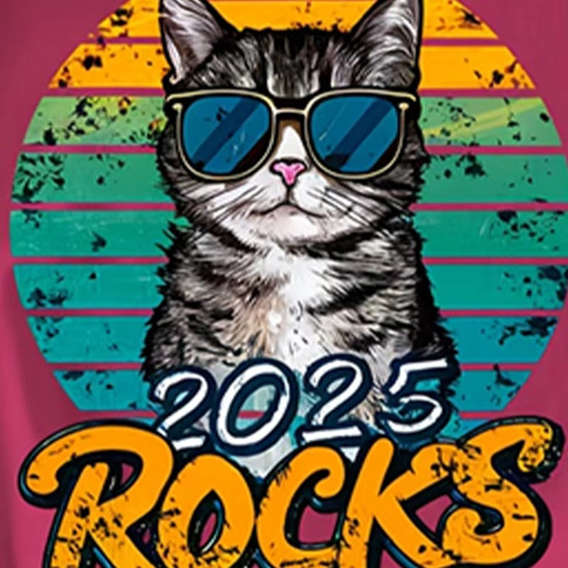 Wholesale Hot Sale Women's T-shirt – Rose Red, Cat Pattern, Cool