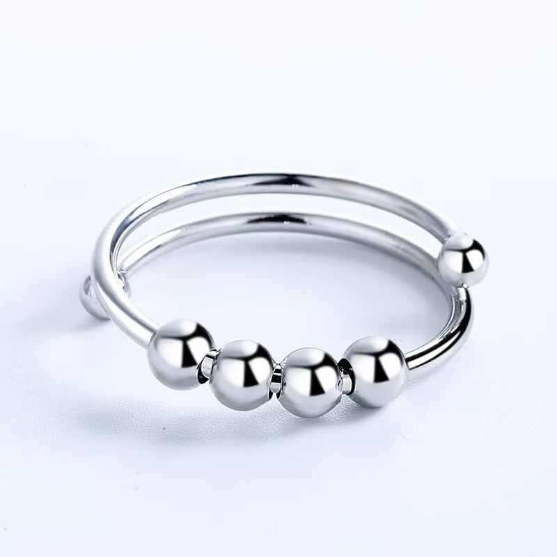 Anti-Stress Anxiety Ring – Rotating Beads, Adjustable, Fidget Spinner, Party Gift Jewelry