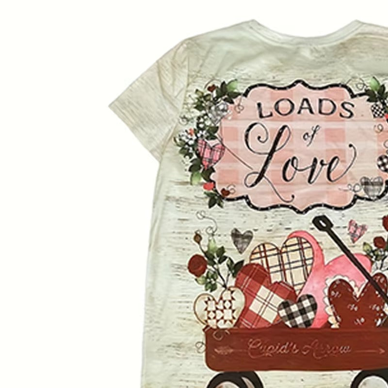 Stock Available Women's T-shirt – Round Neck, Beige, Gift Cart Pattern, Printable