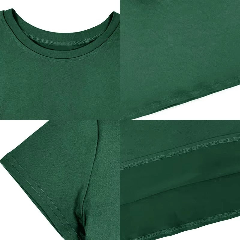 Wholesale Dark Green Women's T-shirt – Santa Claus Pattern, Elegant, Factory Direct