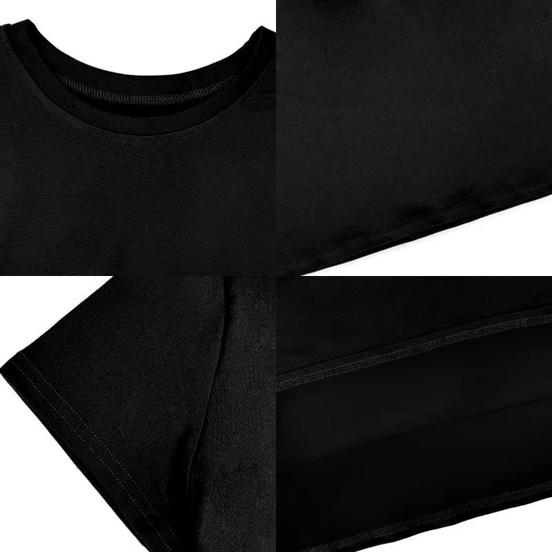 Wholesale Hot Sale Women's Plain T-shirt – Black, Minimalist Beverage Pattern, Printable