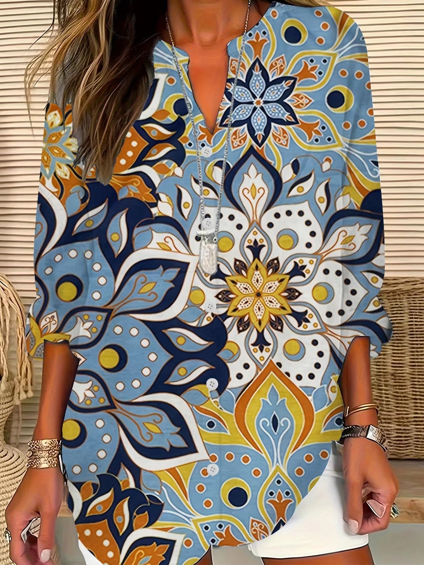 Wholesale Popular Women's Blouse – Black, Flower Pattern, Versatile