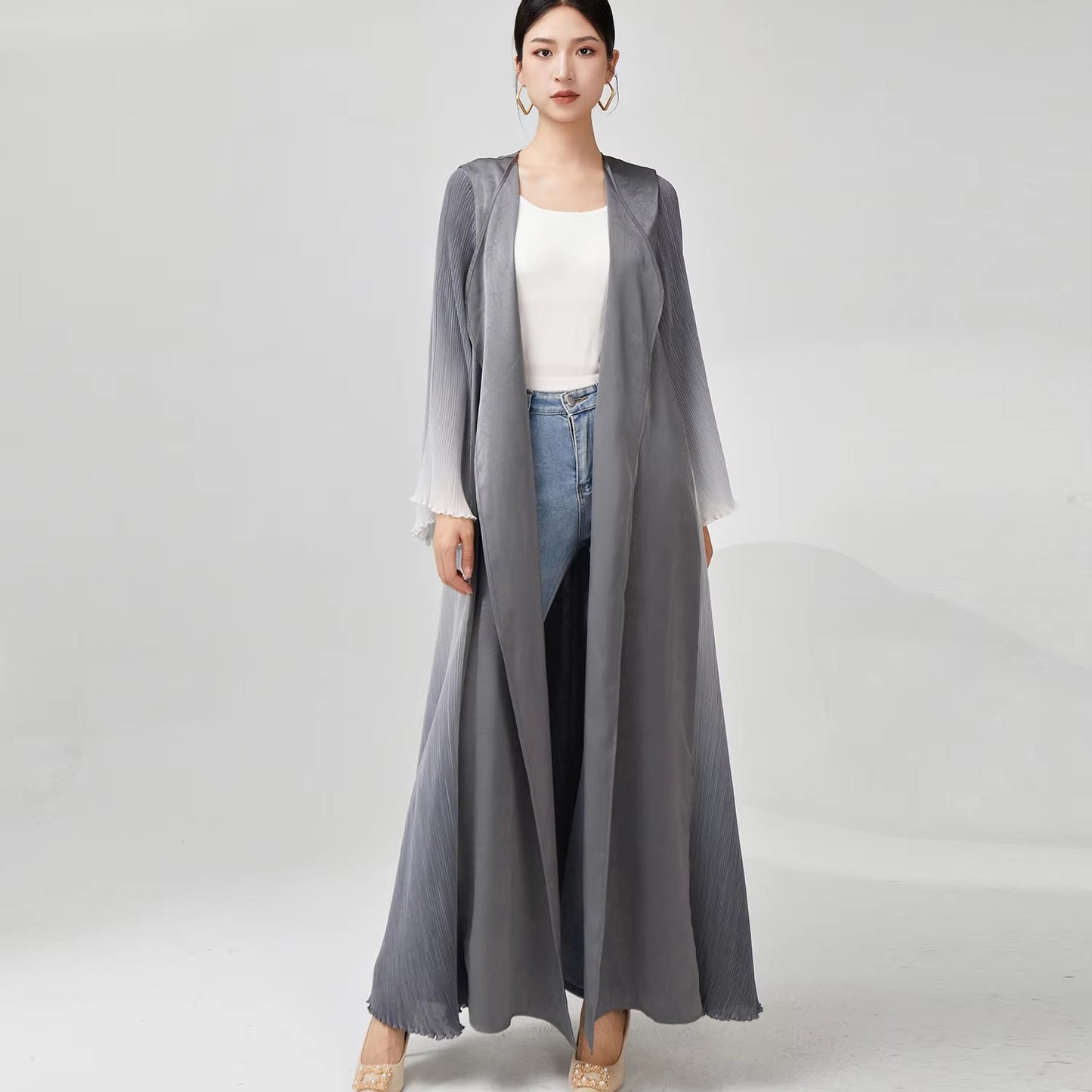 2025 Latest Women's Pleated Abaya – Free Size, High-Quality Polyester, Fashionable