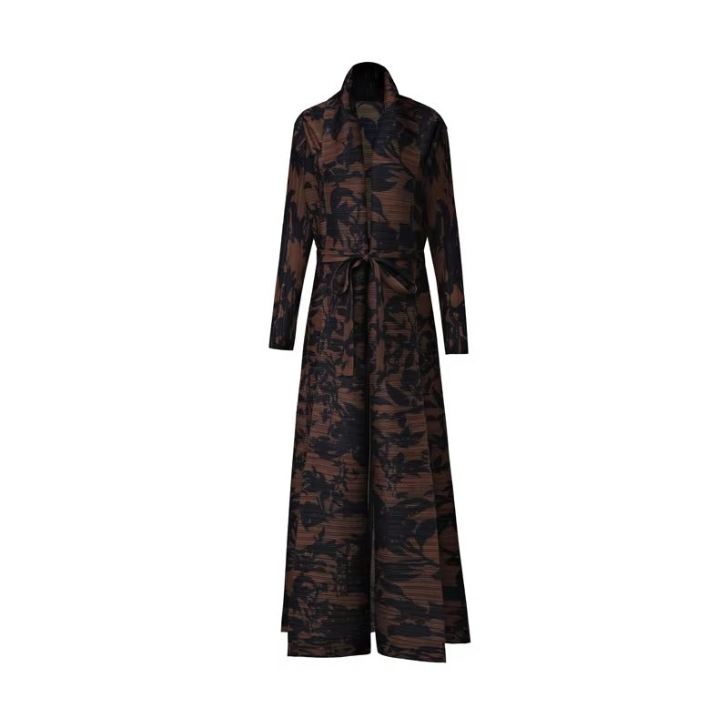 Muslim Pleated Abaya Cardigan – Long Sleeve, Arabic Style, Casual, Fashionable, Fast Shipping