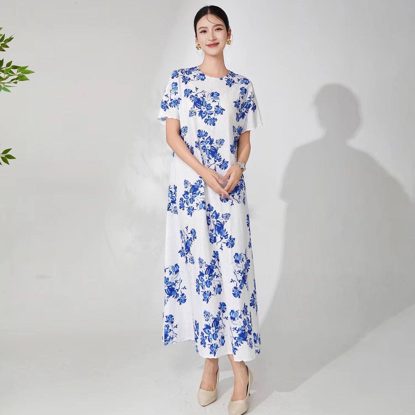 Wholesale Women's Elegant Summer Dress – Stretch, Loose, Printed, Casual, Pleated