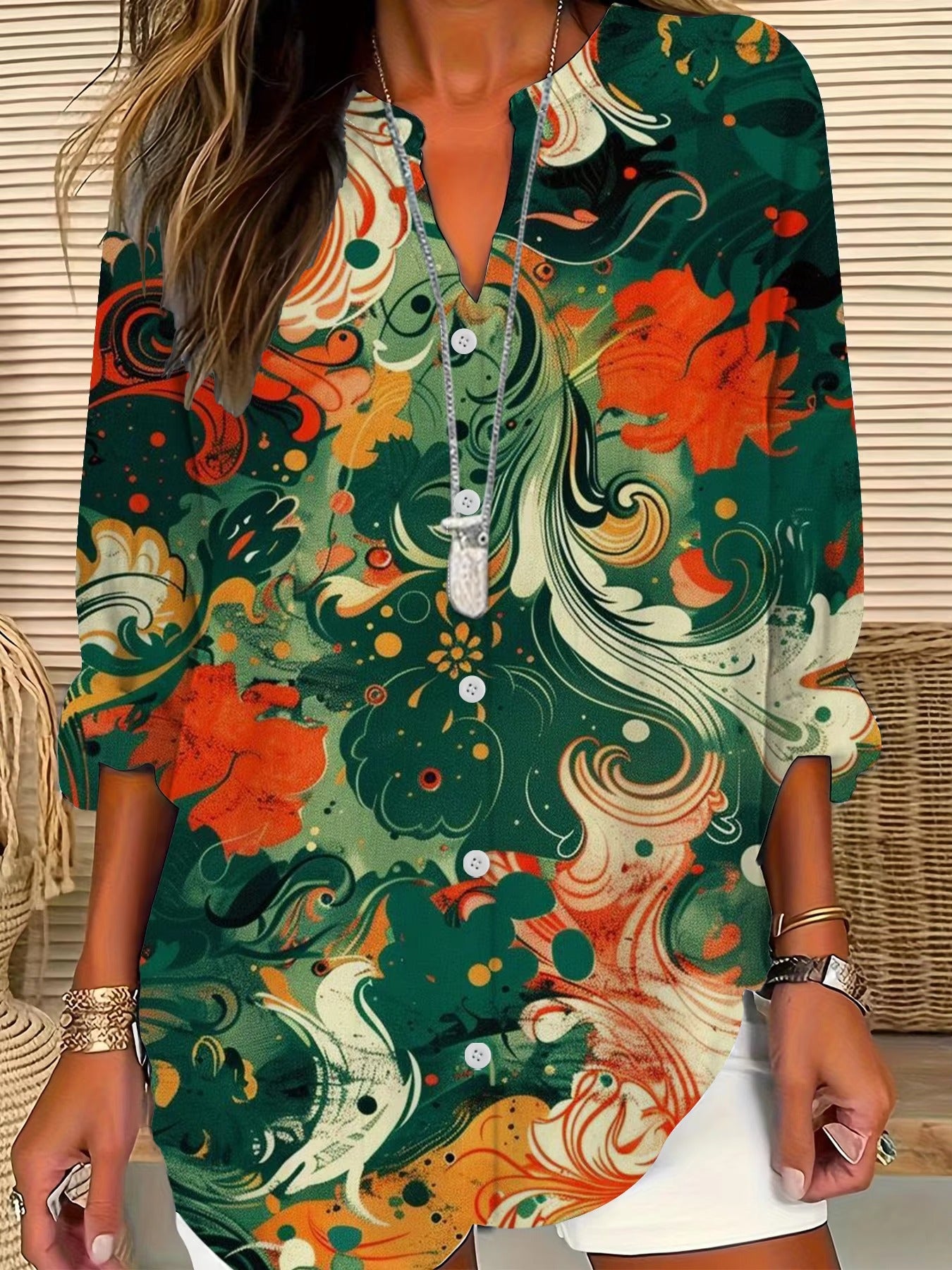 Wholesale Popular Women's Blouse – Black, Flower Pattern, Versatile
