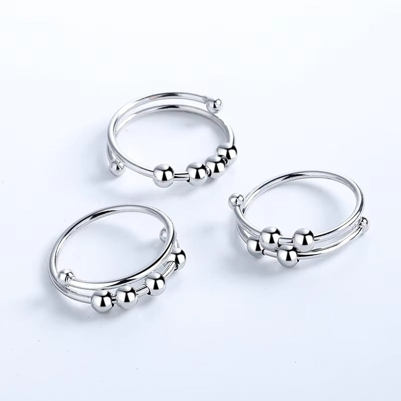 Anti-Stress Anxiety Ring – Rotating Beads, Adjustable, Fidget Spinner, Party Gift Jewelry
