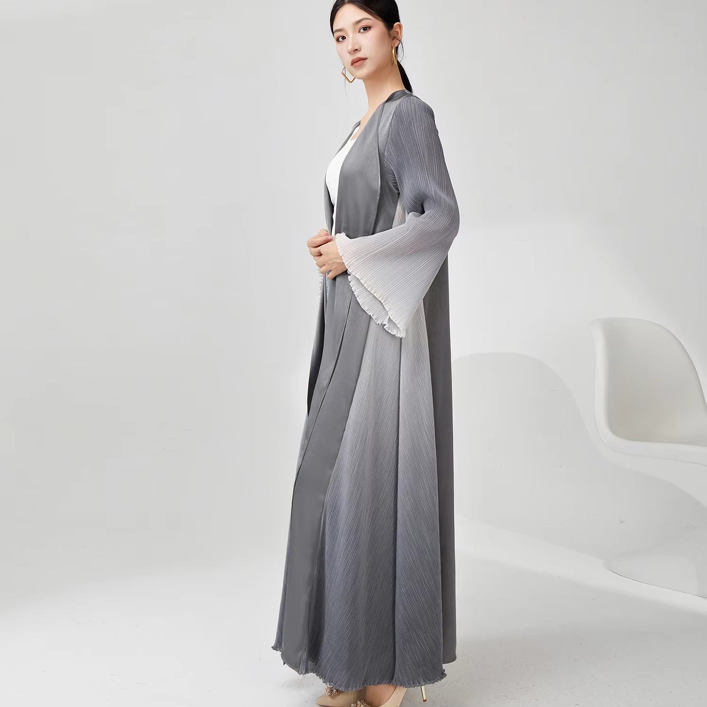 2025 Latest Women's Pleated Abaya – Free Size, High-Quality Polyester, Fashionable