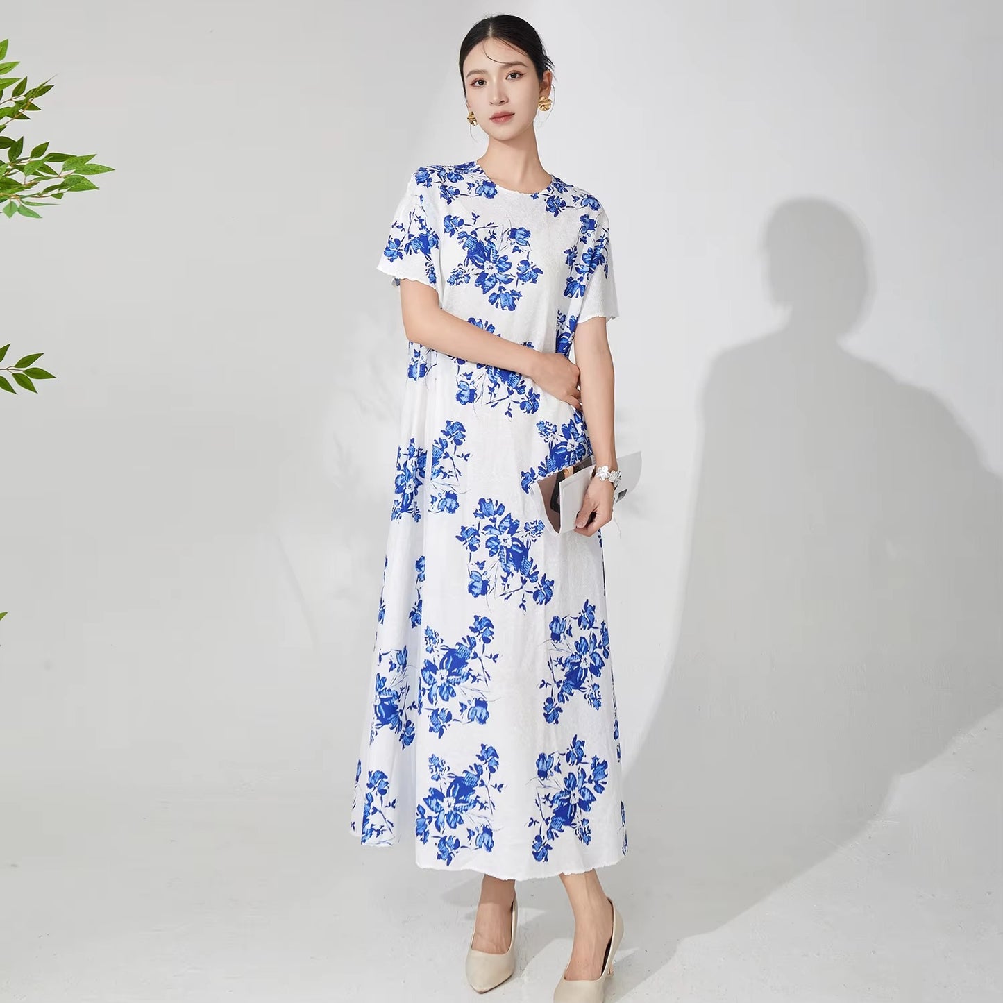 Wholesale Women's Elegant Summer Dress – Stretch, Loose, Printed, Casual, Pleated