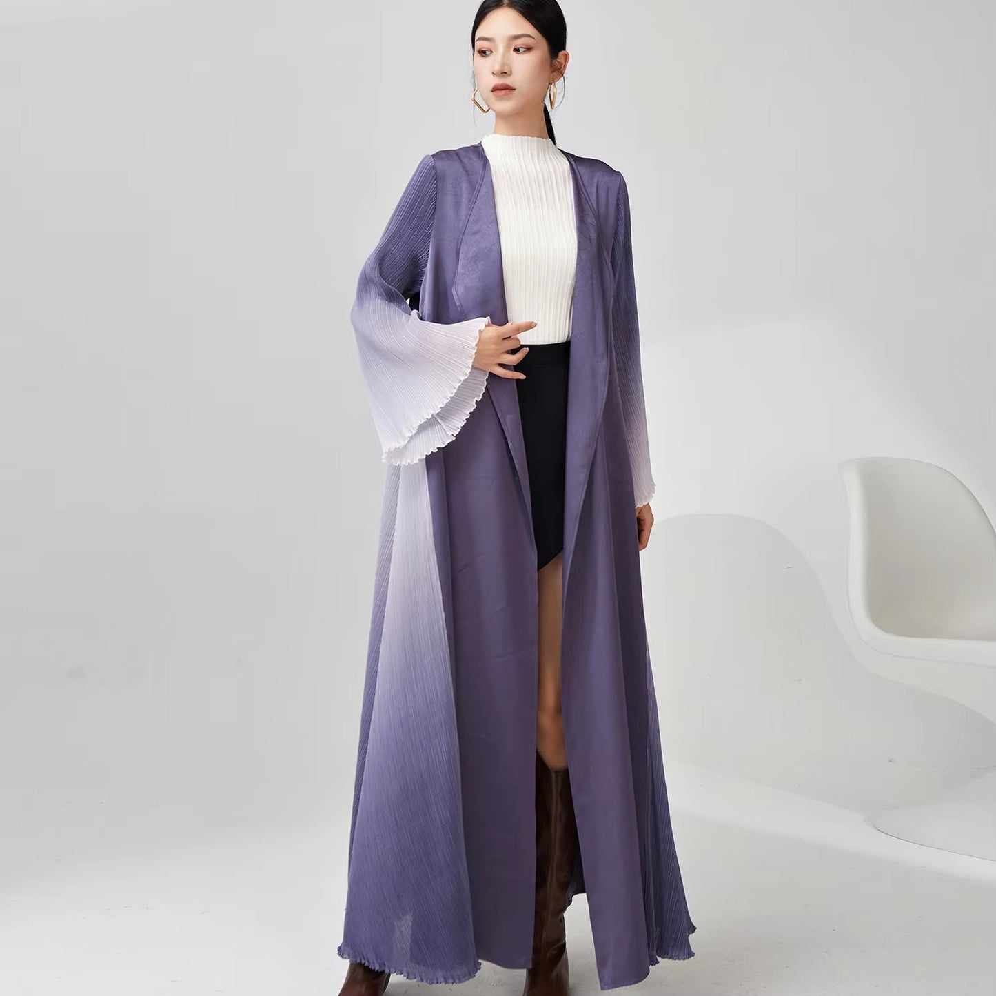 2025 Latest Women's Pleated Abaya – Free Size, High-Quality Polyester, Fashionable