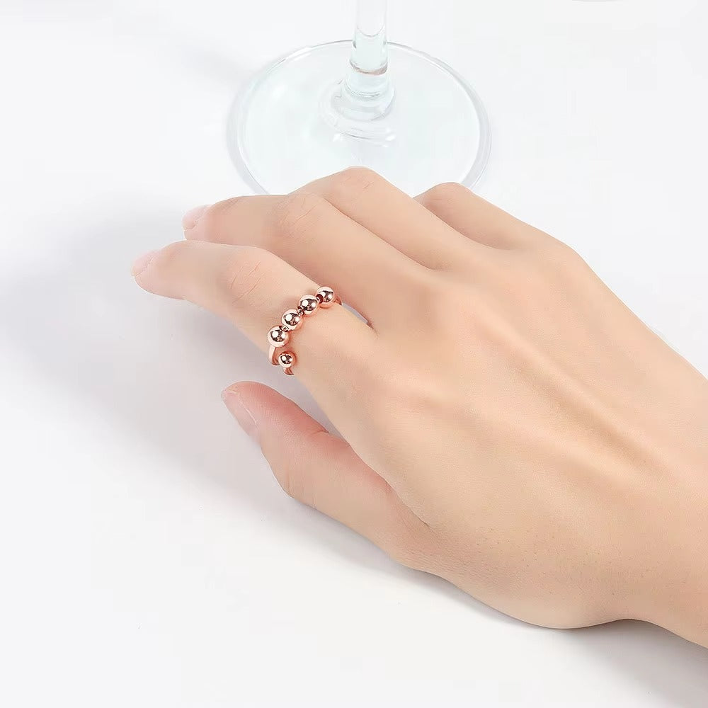 Anti-Stress Anxiety Ring – Rotating Beads, Adjustable, Fidget Spinner, Party Gift Jewelry