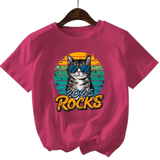 Wholesale Hot Sale Women's T-shirt – Rose Red, Cat Pattern, Cool