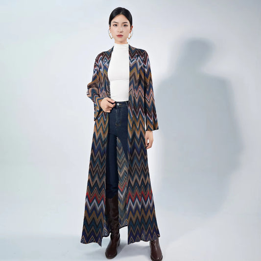 High-Quality Polyester Women's Trench Coat – Conservative, Belted, Pleated, Middle East Ramadan