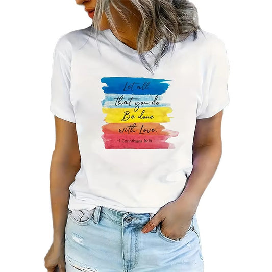 Wholesale High-Quality Women's T-shirt – White, Graffiti Minimalist, White Label