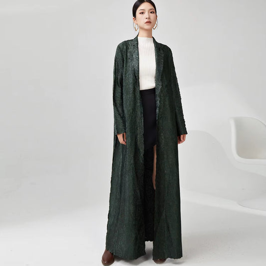 2026 Latest Chic Pleated Abaya – One Size, Polyester, Fashionable