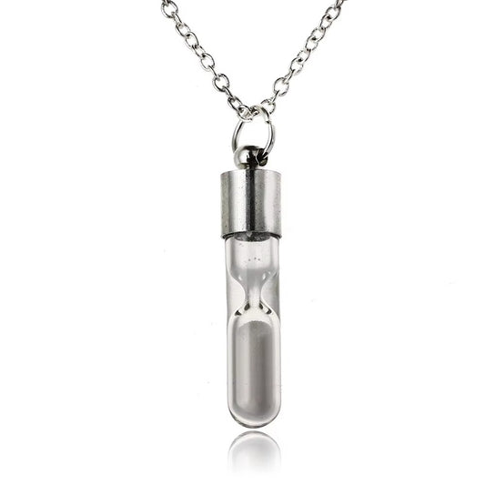 Hourglass Drift Bottle Necklace – Glow-in-the-Dark, Quicksand, Luminous