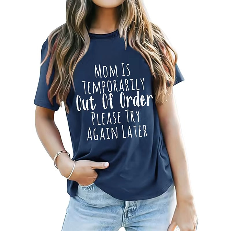 Wholesale High-Quality Women's Formal T-shirt – Blue, Minimalist, Casual Letter Pattern