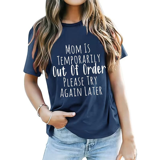 Wholesale High-Quality Women's Formal T-shirt – Blue, Minimalist, Casual Letter Pattern