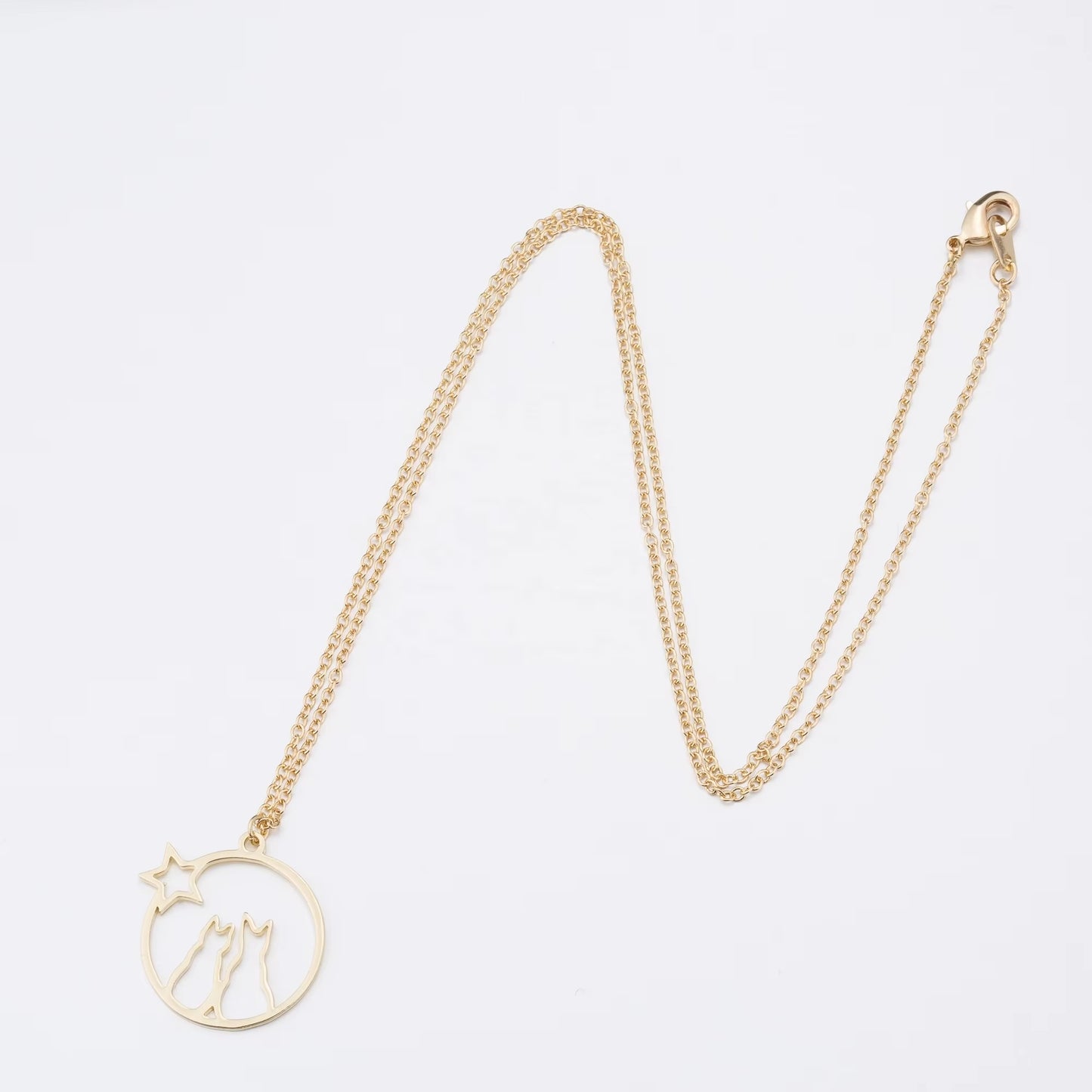 2021 Trendy Couple Cat Necklace – Stainless Steel, 18K Gold-Plated, for Women/Girls