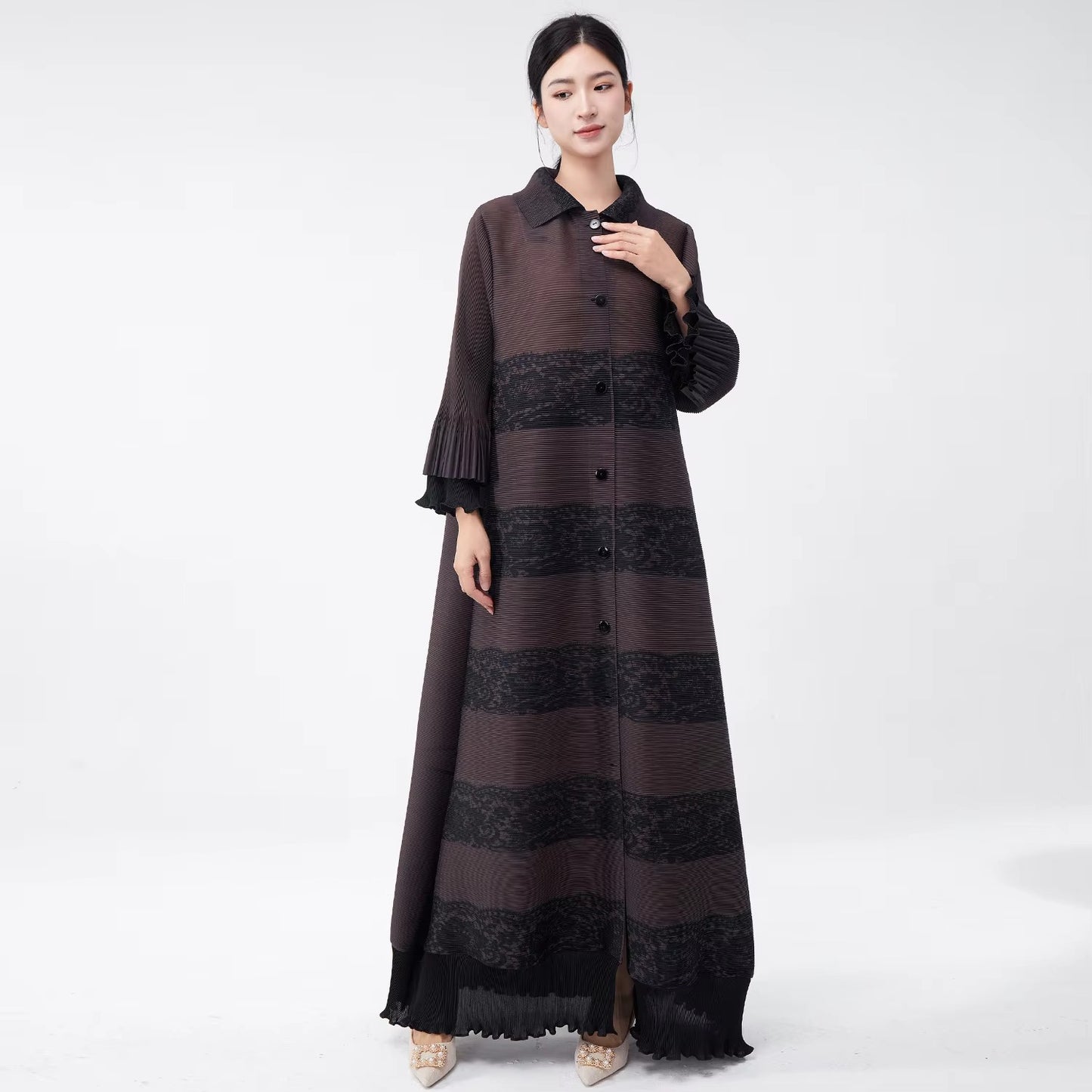 Wholesale Women's Pleated Abaya – High-Quality, Fashionable, Casual, Loose Shirt Style