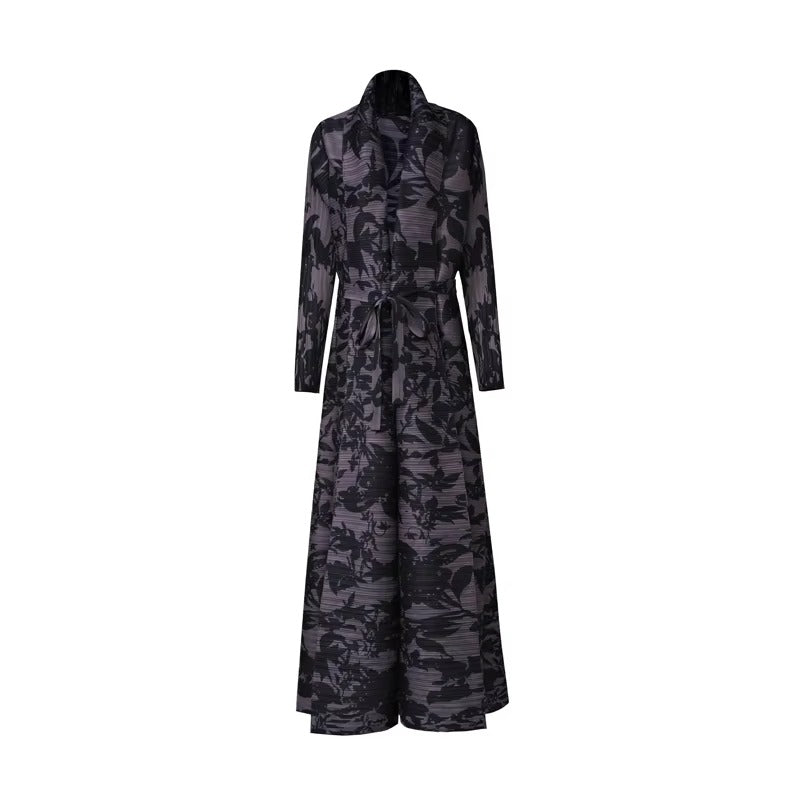 Muslim Pleated Abaya Cardigan – Long Sleeve, Arabic Style, Casual, Fashionable, Fast Shipping