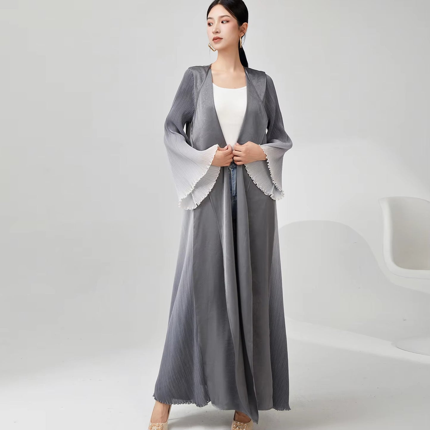 2025 Latest Women's Pleated Abaya – Free Size, High-Quality Polyester, Fashionable