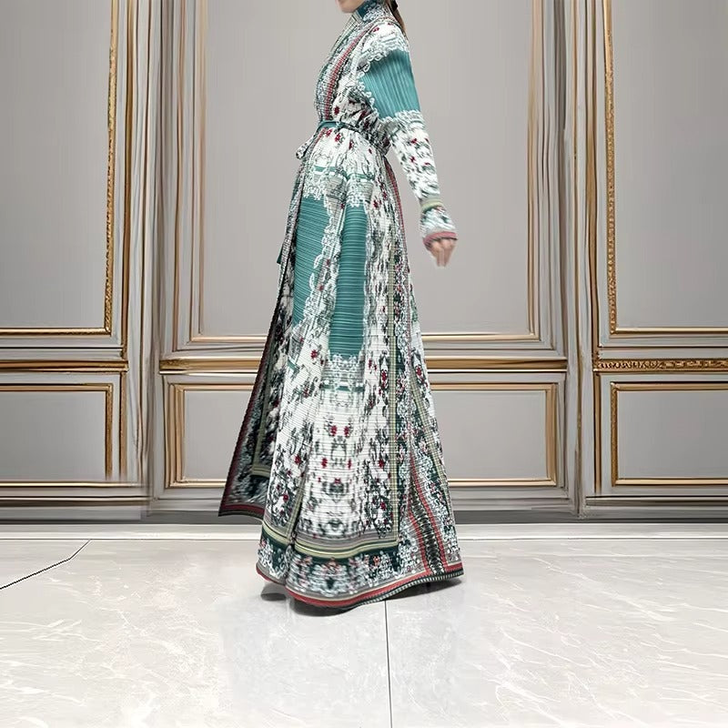 2025 Latest Women's Elegant Abaya – Stretch, Plus Size, Printed, Arabic Traditional, Pleated