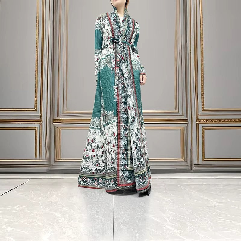2025 Latest Women's Elegant Abaya – Stretch, Plus Size, Printed, Arabic Traditional, Pleated