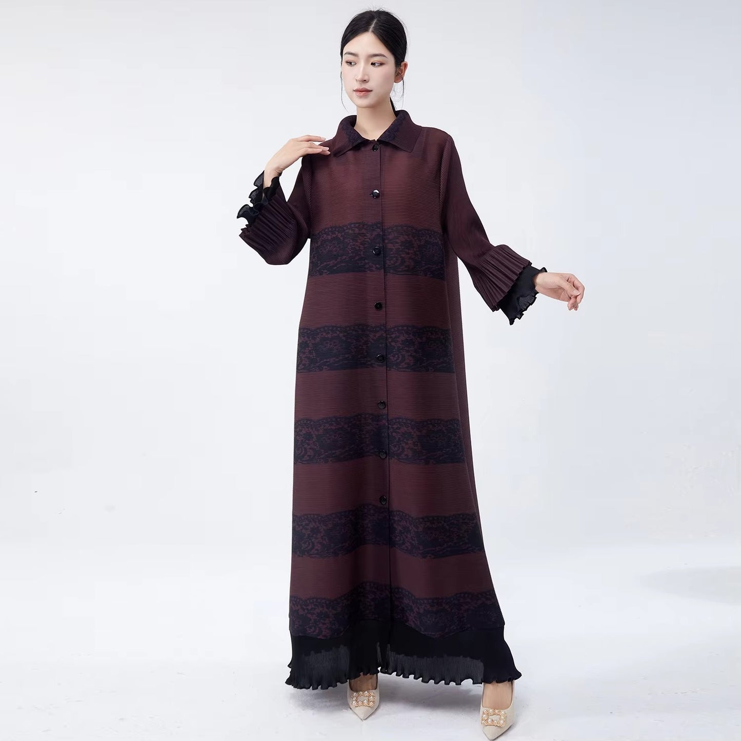 Wholesale Women's Pleated Abaya – High-Quality, Fashionable, Casual, Loose Shirt Style