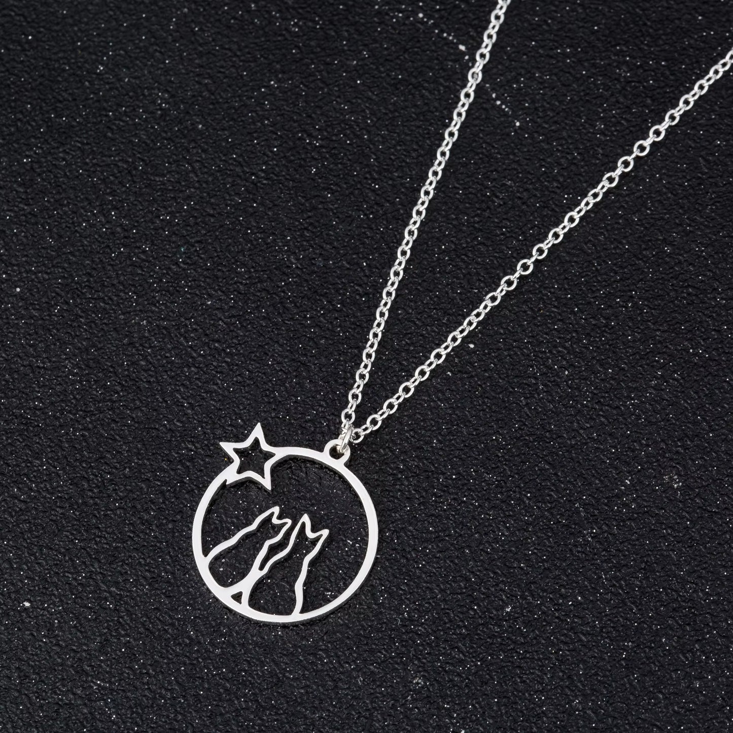2021 Trendy Couple Cat Necklace – Stainless Steel, 18K Gold-Plated, for Women/Girls