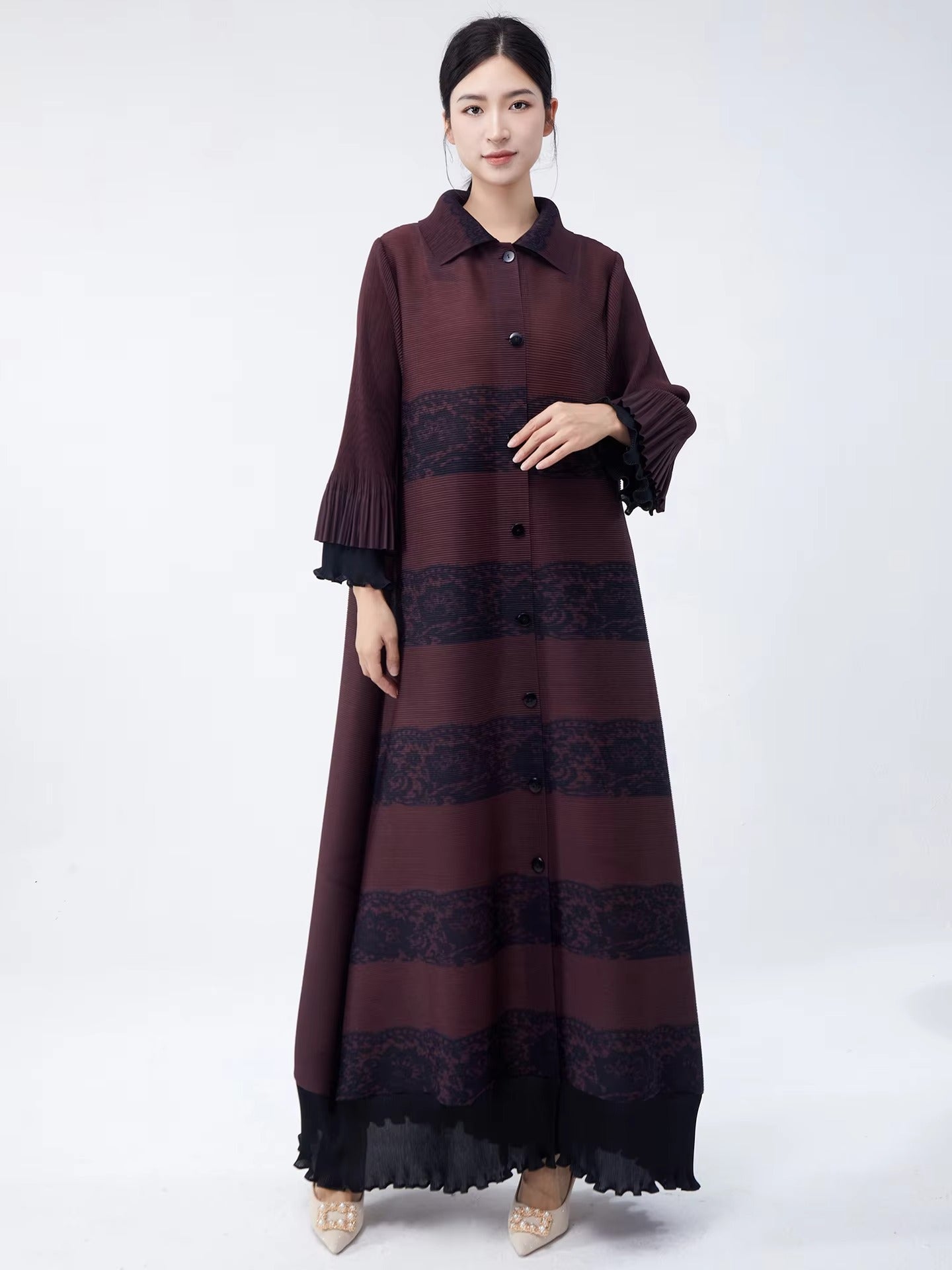 Wholesale Women's Pleated Abaya – High-Quality, Fashionable, Casual, Loose Shirt Style